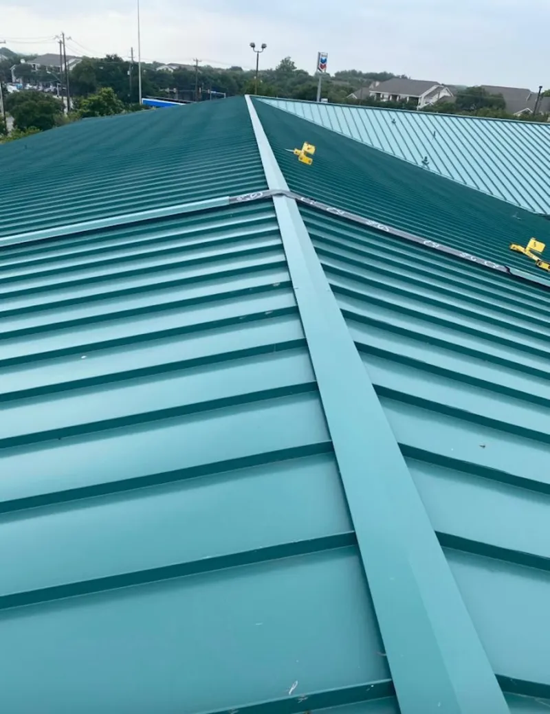 Green commercial metal roof ridge and valley for Metal Roof Repair in Sun Lakes