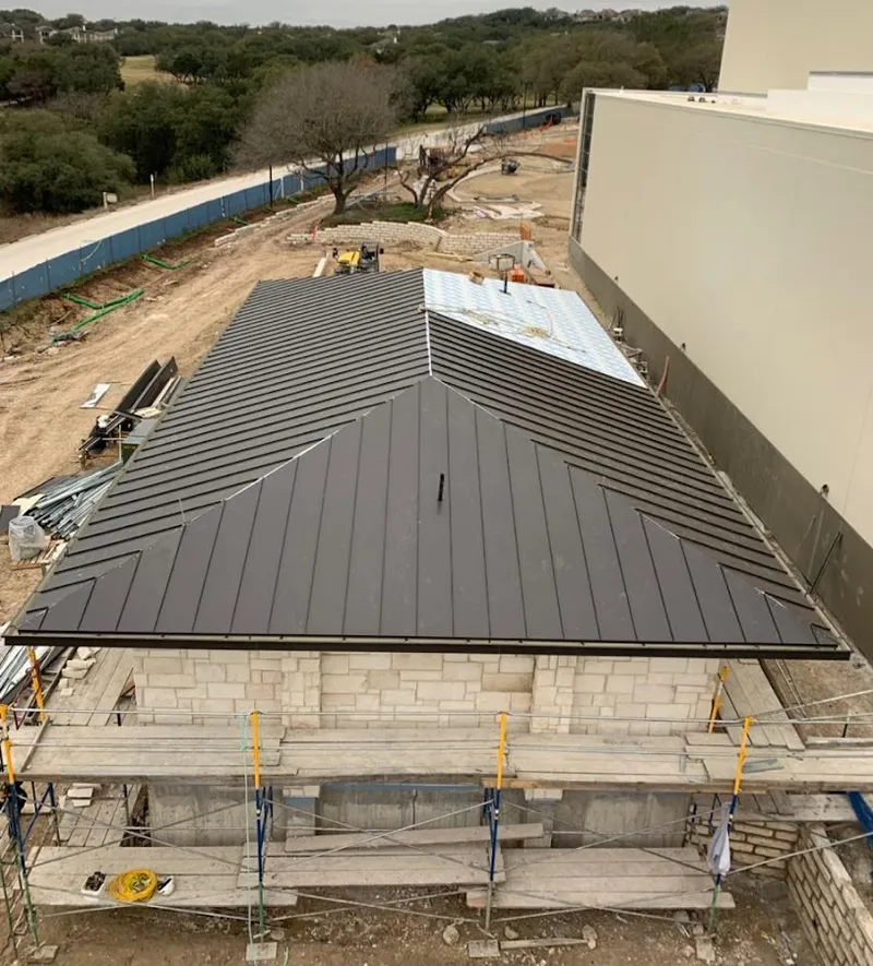 Metal roof new construction with scaffolding in Sun Lakes